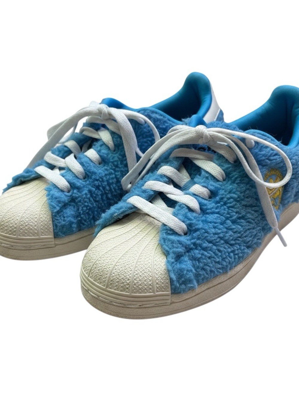 adidas Kids Light Blue Fuzzy Lace-Up Sneakers with White Shell Toe